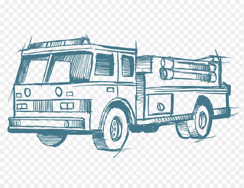 消防车消防队员消防车夹艺术手绘卡车