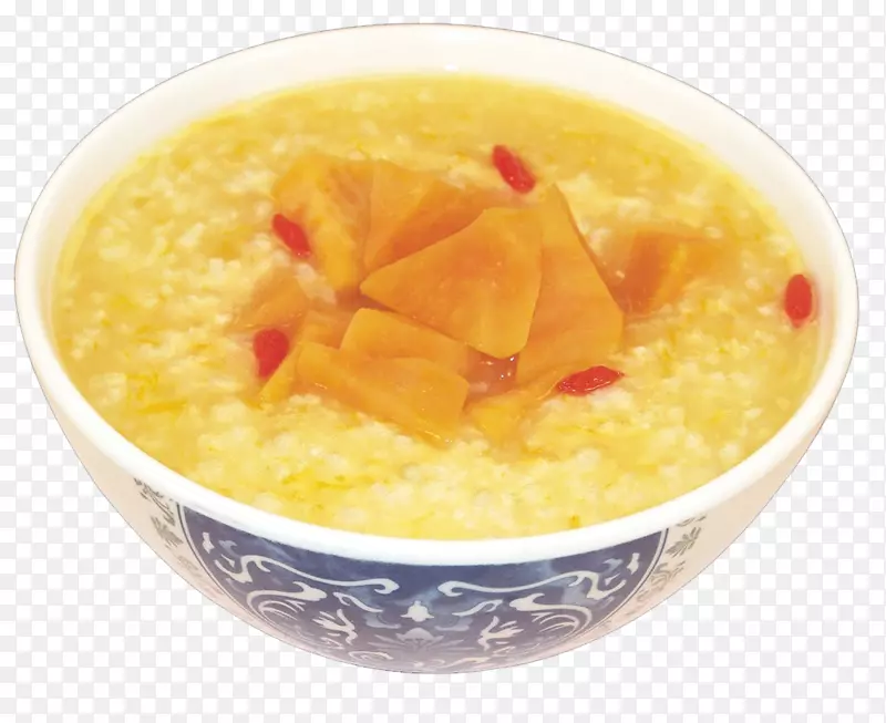 早餐粥黄咖喱粥燕麦甘薯粥健康早餐
