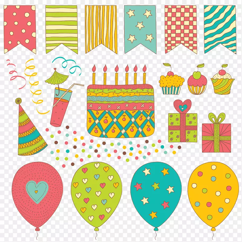 生日蛋糕玩具气球彩色卡通气球