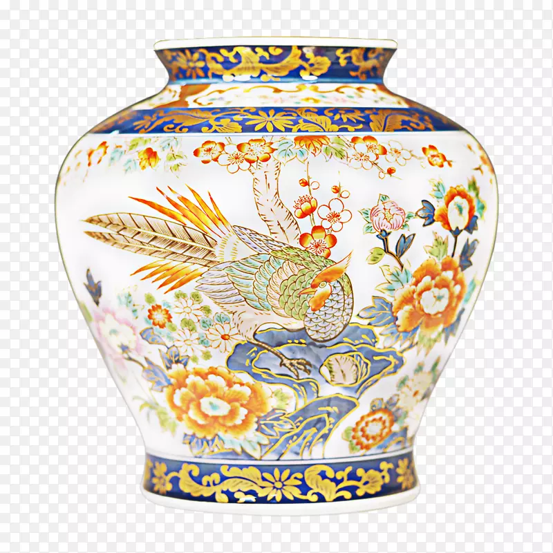 花瓶陶瓷工艺陶瓷印花牡丹金鸡花瓶