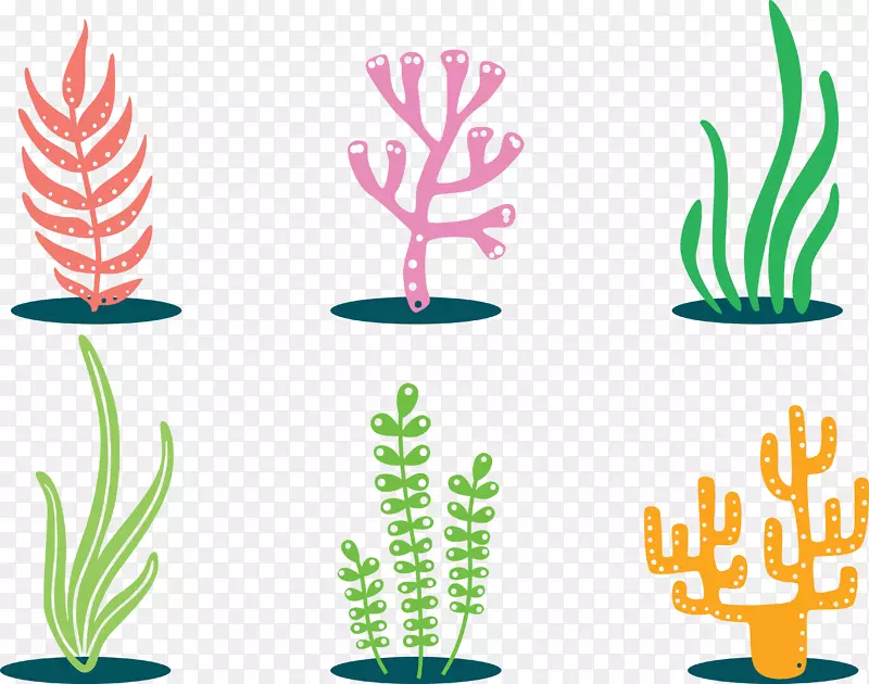 珊瑚剪贴画-五颜六色的植物