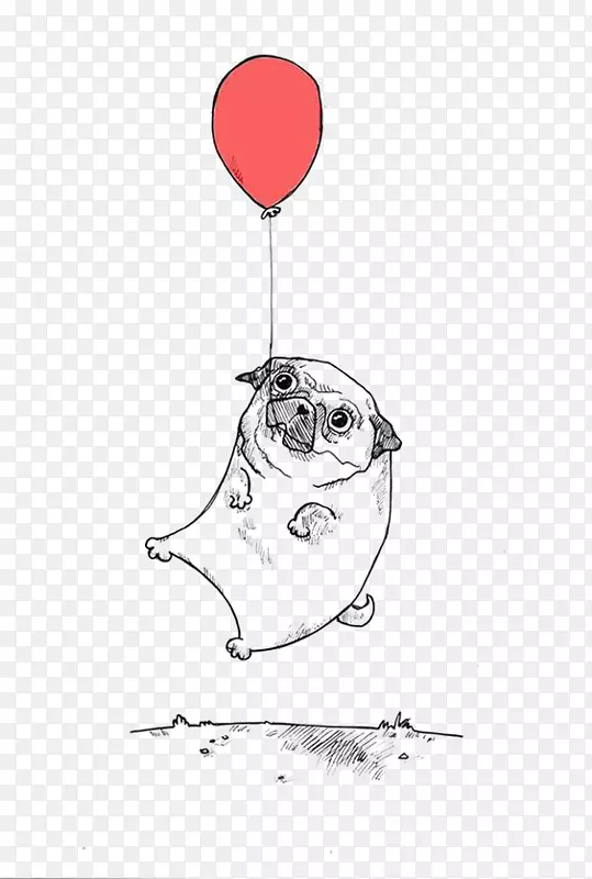 斗牛犬边境牧羊犬气球-手绘素描狗气球
