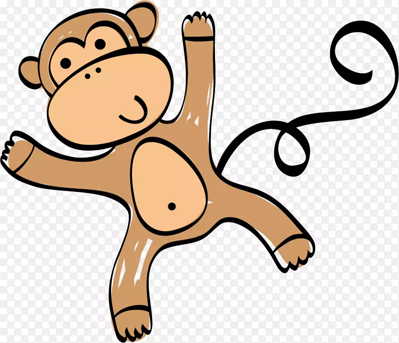 猴子剪贴画-可爱的卡通猴子