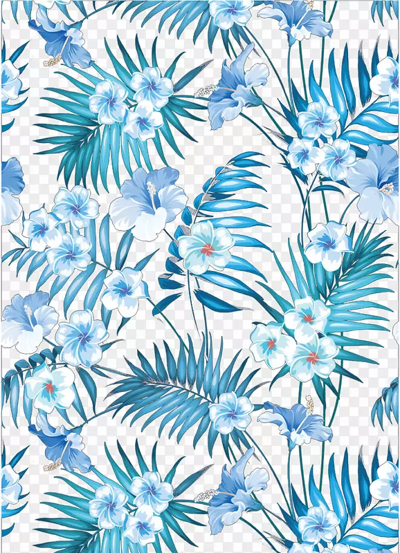 蓝色印花服装.夏季蓝花植物