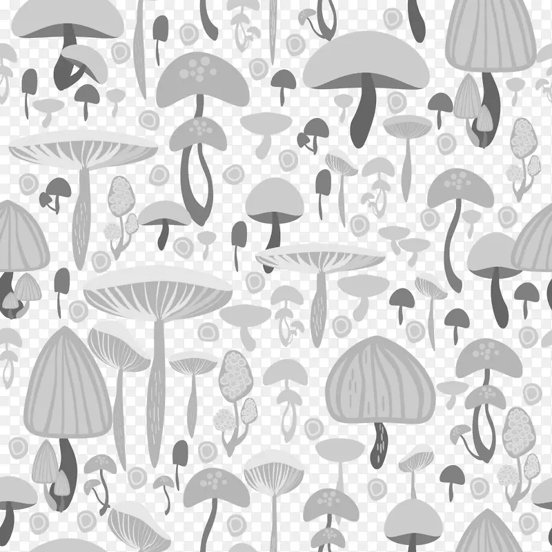 绘制黑白插图.蘑菇