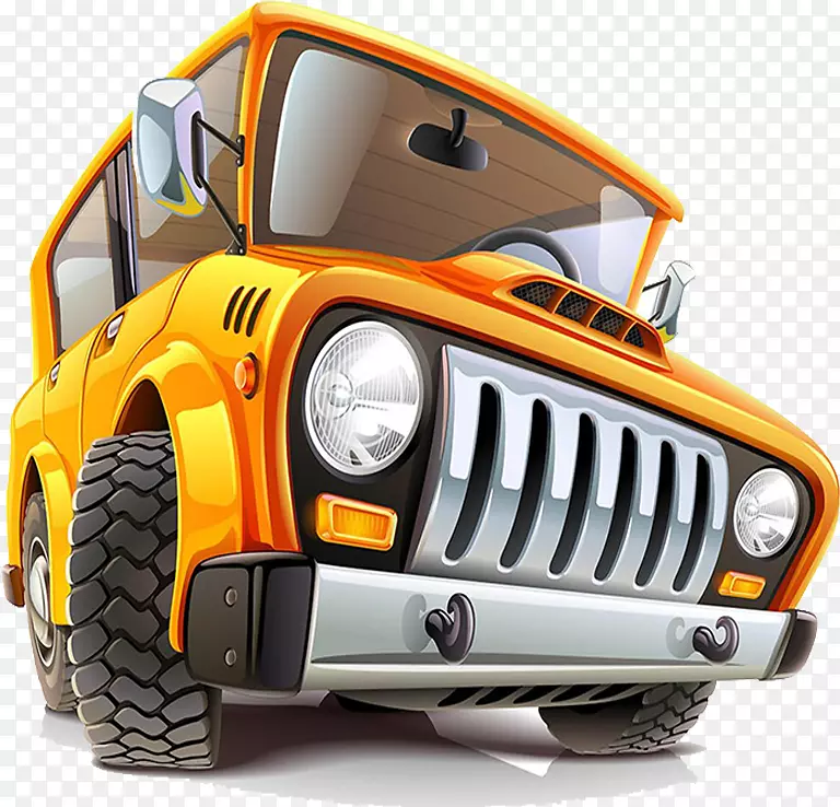 汽车旅行道路图-黄色沙漠SUV