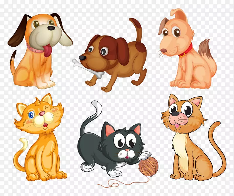 小猫动物插图-卡通小狗手绘卡通可爱小狗