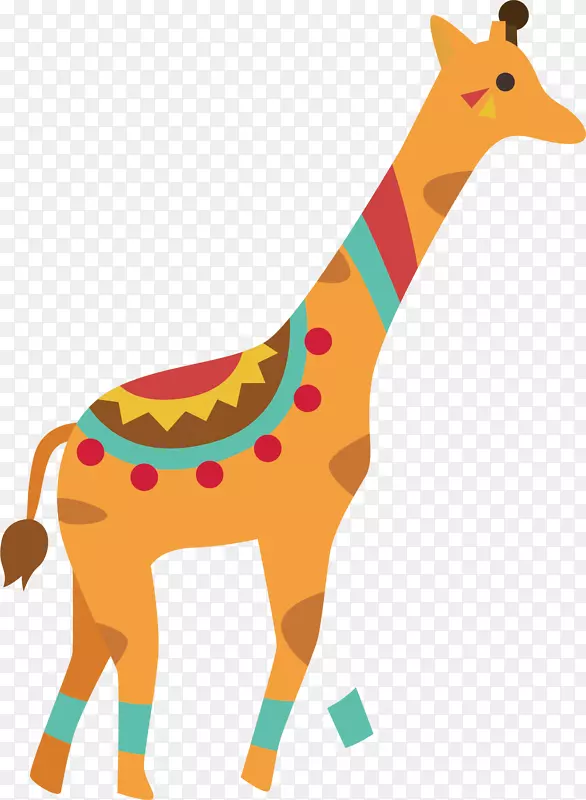 长颈鹿卡通画插图.彩色长颈鹿