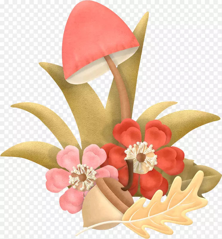 花卉设计插花艺术-粉红蘑菇