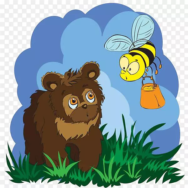 蜜蜂熊卡通插图-卡通蜜蜂熊材料