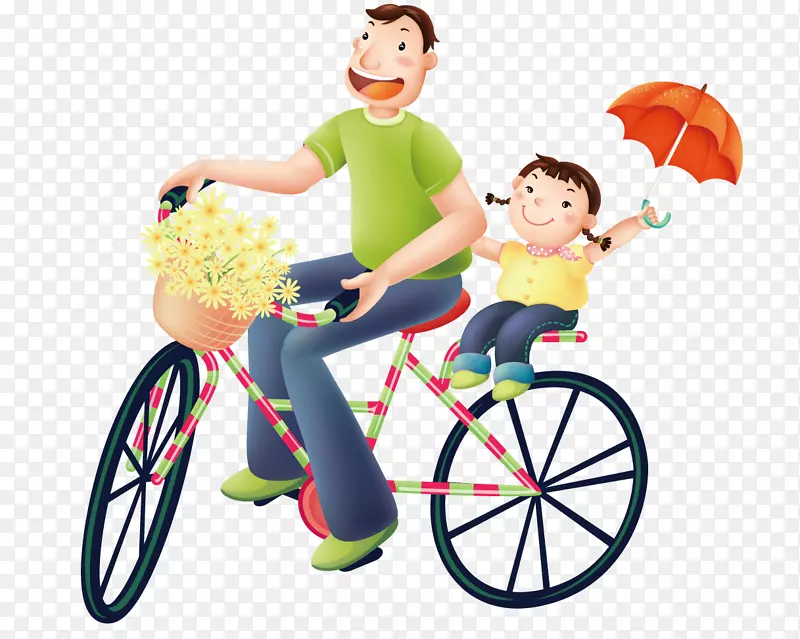 父女生日祝福父女骑自行车