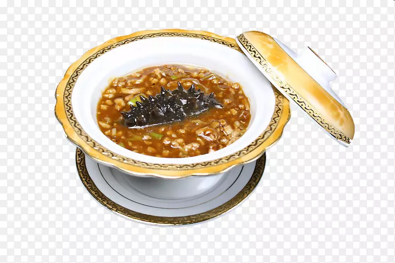 辣椒酱海参作为食物，鳕鱼肉，菜-鲁莫海参
