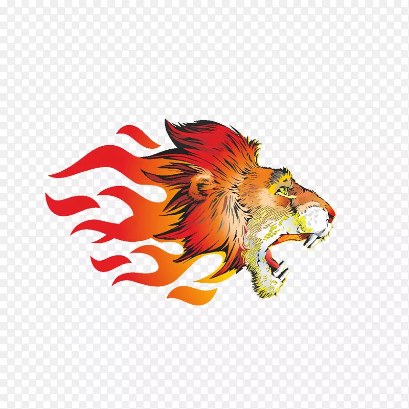 狮子虎t恤火焰贴纸及狮头插图