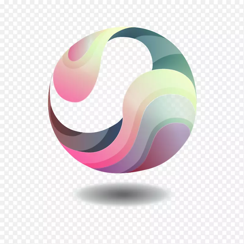 Adobe插画球呈现抽象图标-太极球