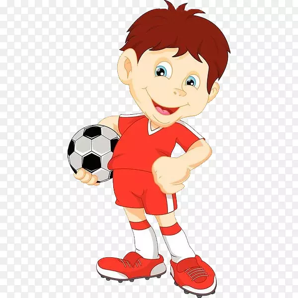 足球运动员可以收藏照片插画-那个男孩和足球在一起。
