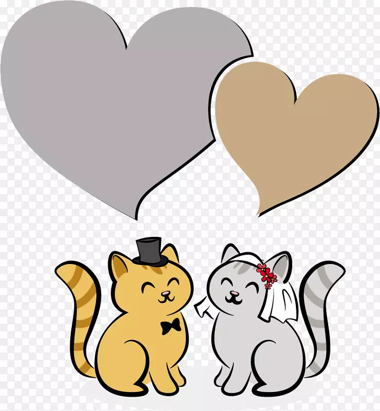 猫结婚剪贴画-婚礼爱情猫
