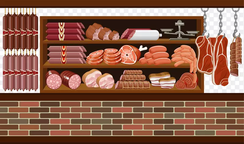 肉类市场屠夫剪贴画-小型清洁肉类市场