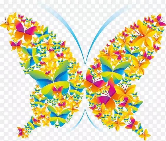 海报夏春-五彩缤纷的蝴蝶