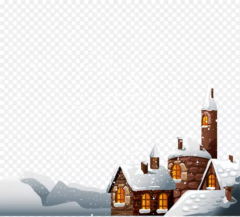雪冬-卡通圣诞雪屋