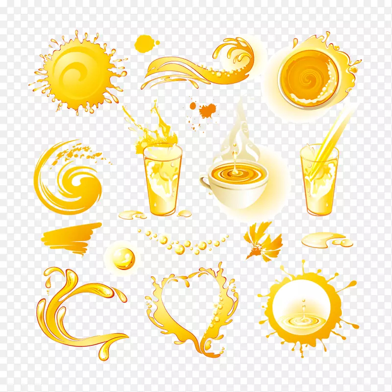 橙汁软饮料-黄色创意果汁