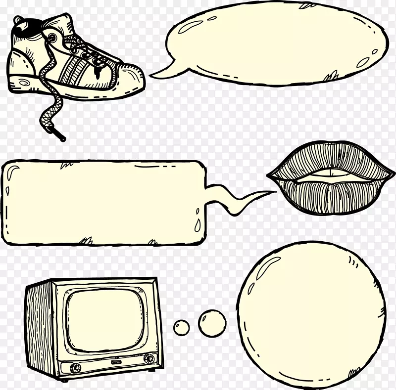 言语气球卡通画鞋素描鞋嘴唇电视和对话