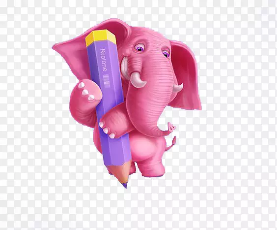 大象插图-粉红象