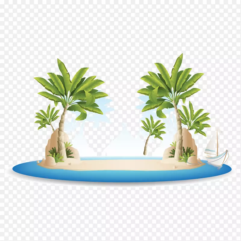热带岛屿度假胜地夏威夷马尔代夫海滩椰子树材料