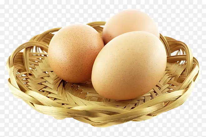鸡蛋清巴鲁食品-篮子上有三个鸡蛋