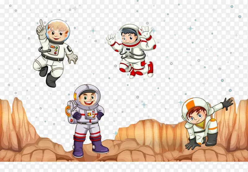 太空航天员.儿童在太空中绘制的手绘