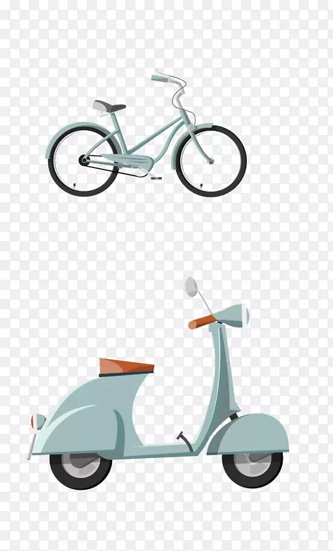 自行车滑板车摩托车灰色自行车小摩托车