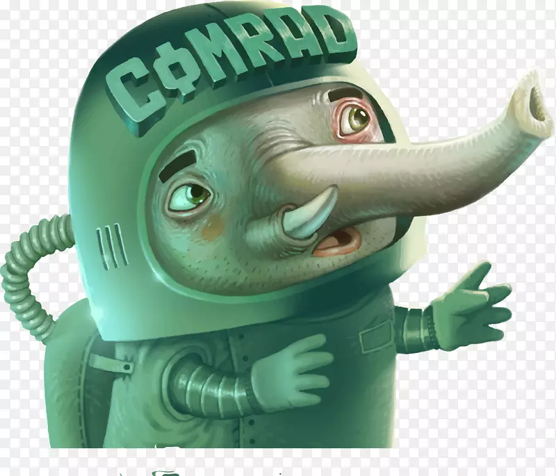 战友插画10英尺远的歌曲作者Spotify-机械卡通大象绿色。