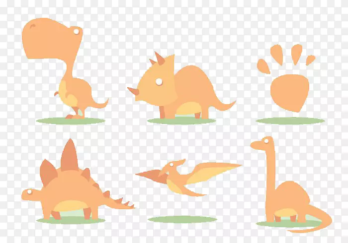 恐龙蛋卡通-扁平小恐龙