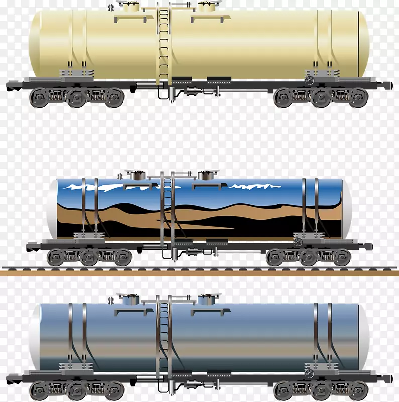 铁路运输列车罐车铁道车厢三段列车