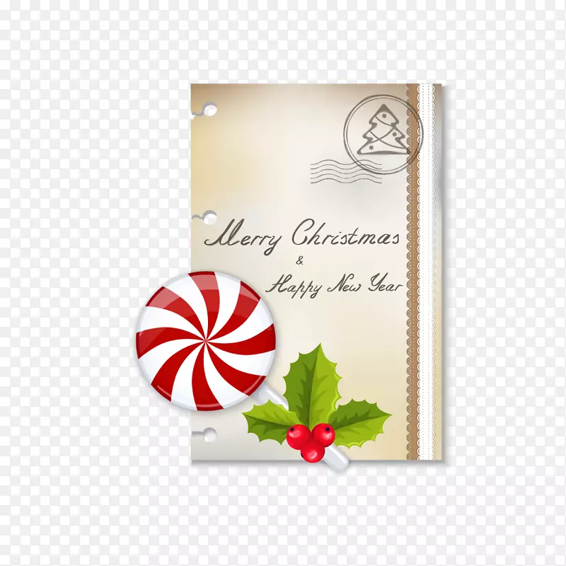 圣诞摄影槲寄生糖果与圣诞明信片背景载体材料