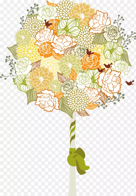 花卉设计花束插画.简单手绘花束