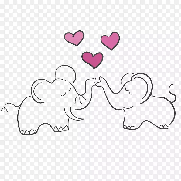 情人节画大象剪贴画