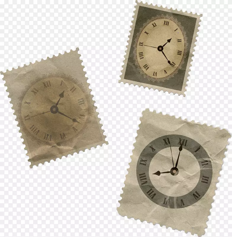纸邮资邮票剪贴夹艺术-复古邮票贴纸时钟