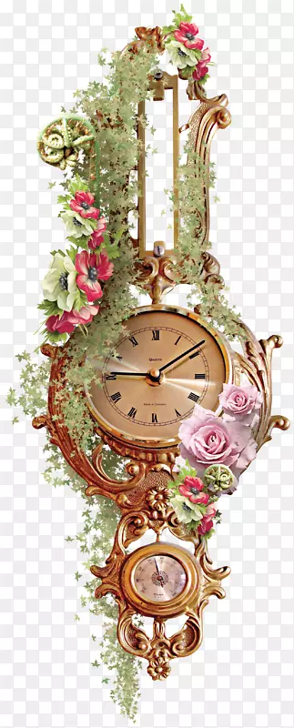 时钟图标-镶嵌装饰棕色钟