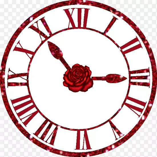 站钟移动石英钟-红玫瑰古罗马数字钟