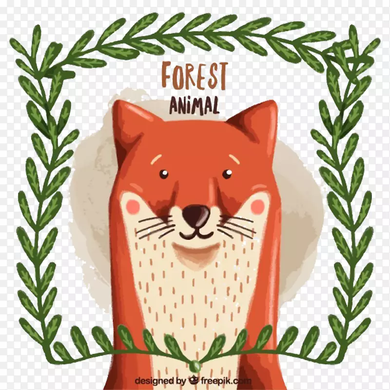 狐画-树盒彩色狐狸图片材料