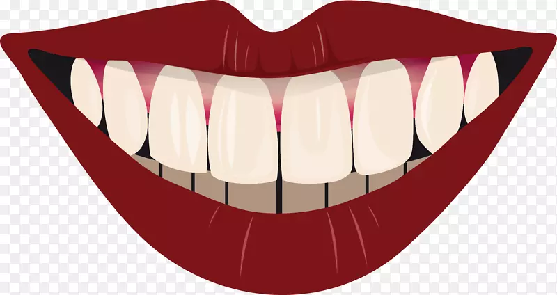 微笑牙齿病理剪辑艺术-玫瑰色嘴唇和美丽的洁白的牙齿