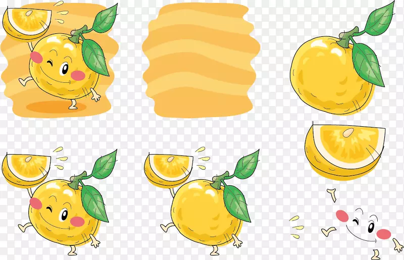 柠檬橘红色插图-表达载体持有柠檬