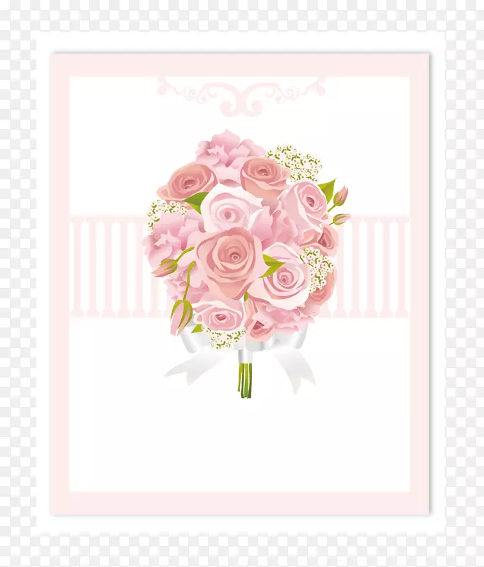 花海玫瑰婚礼-浪漫婚礼邀请函粉色玫瑰