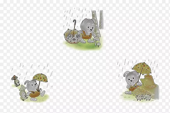 卡通雨伞插画-雨之美