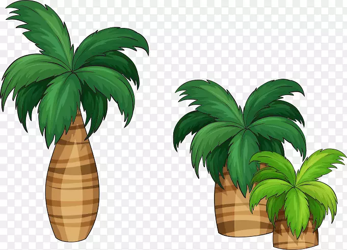 槟榔科免版税插图-椰子树、树叶