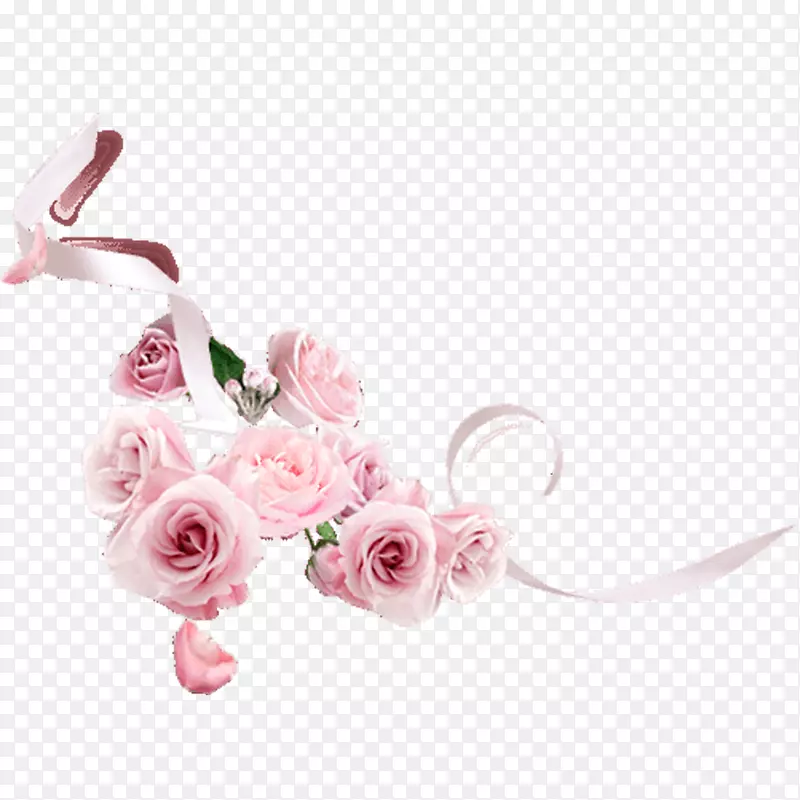 花园玫瑰丝带粉红剪贴画粉红色彩带玫瑰角渲染