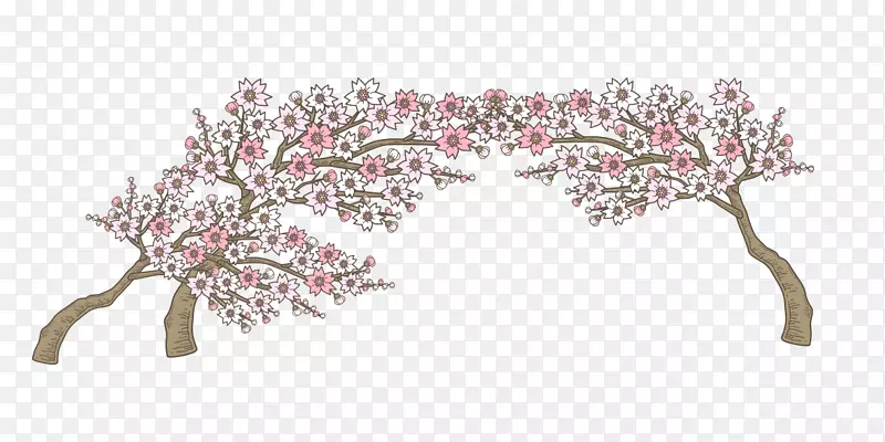 樱花桃花图标手绘桃树