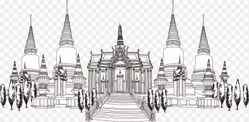 泰国之旅彩色剪影-泰国彩绘建筑
