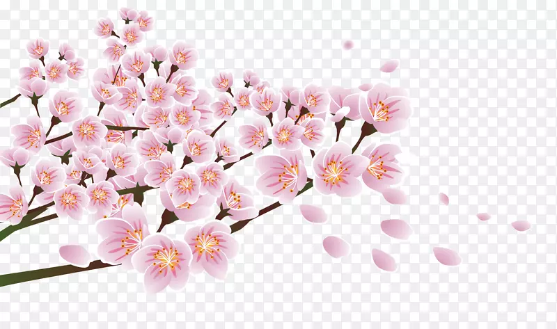 下载花图案-粉红色手绘桃枝装饰图案