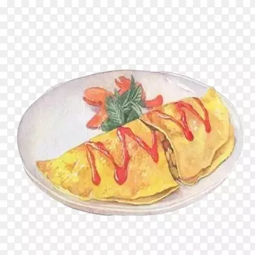 番茄汁、煎蛋早餐、炒饭、素食料理-番茄汁、欧姆酒、手绘材料图片